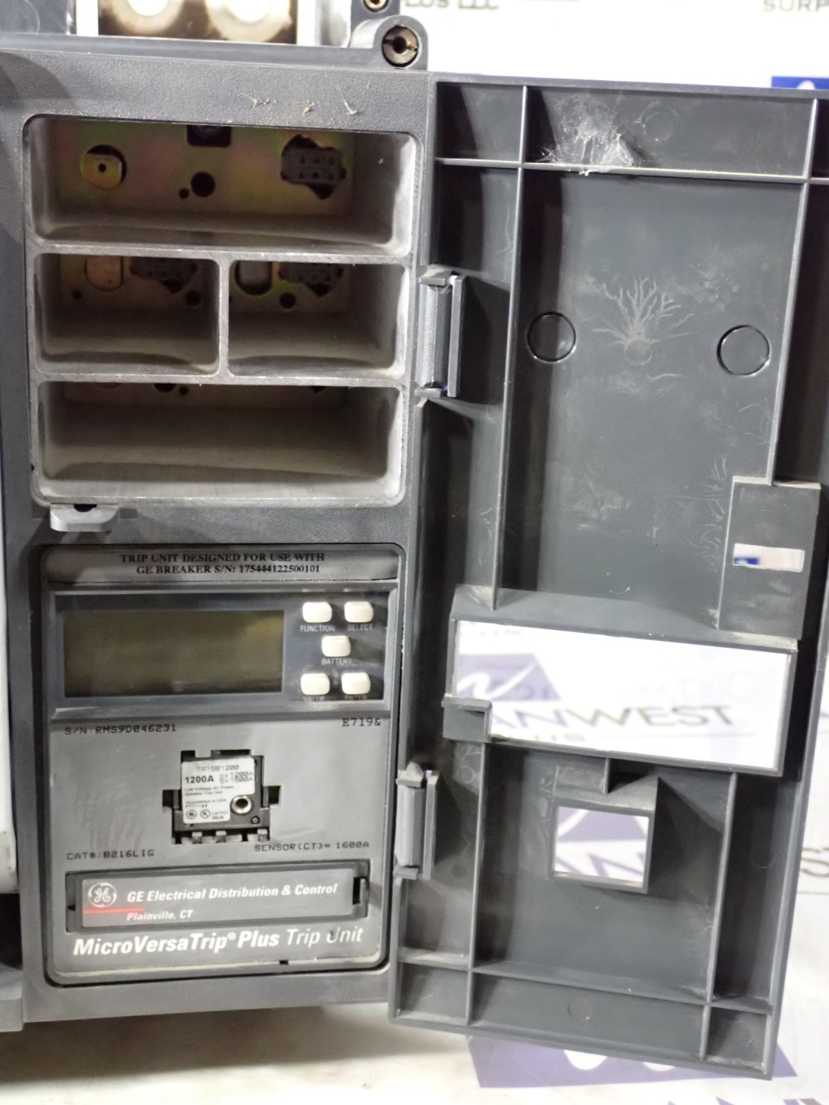 GE Power Break II SSF16B216 1600 amp 65kA@480v Breaker w/ B216LIG -Tested