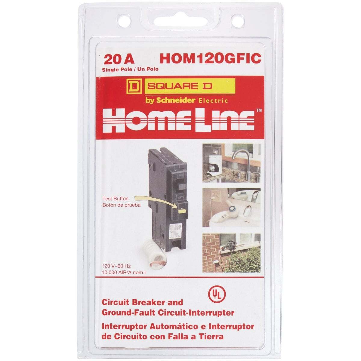 Square D HOM120GFICP Homeline 20 Amp Single-Pole GFCI Circuit Breaker