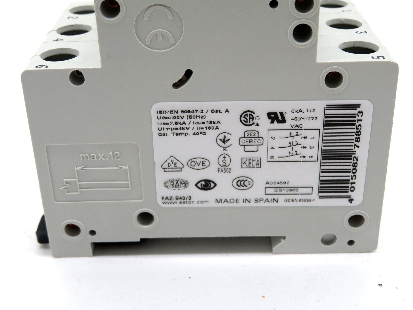 NEW EATON FAZ-B50/3 CIRCUIT BREAKER 278852 FAZB503