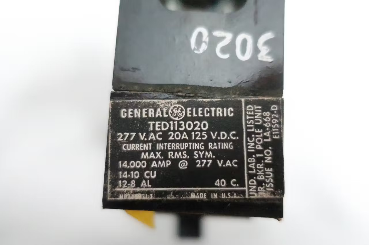 General Electric Ge TED113020WL Circuit Breaker 1p 20a Amp 277v-ac 125v-dc