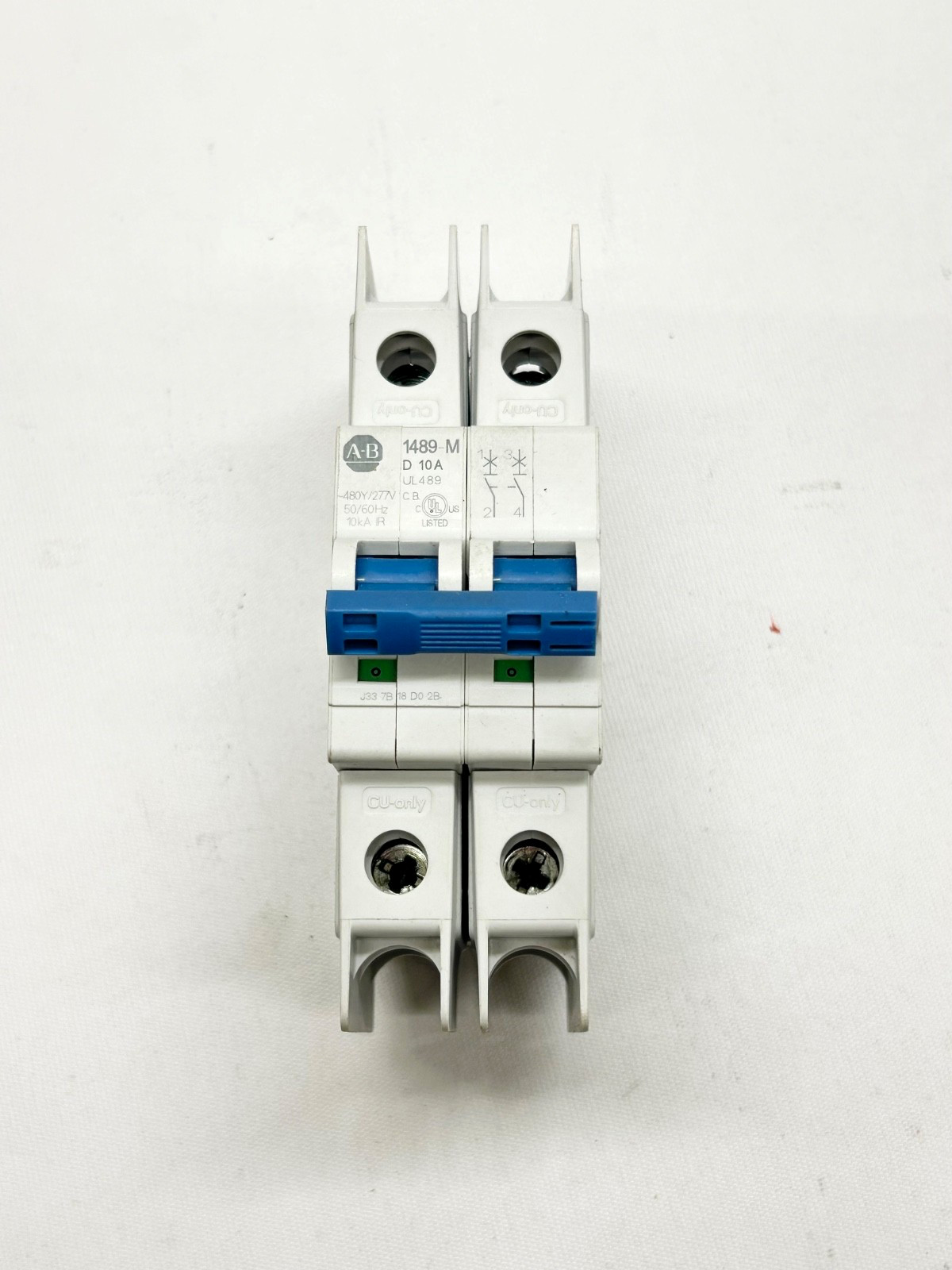 Allen Bradley 1489-M2D100 Ser D 10A 2 Pole D Curve Circuit Breaker UL489