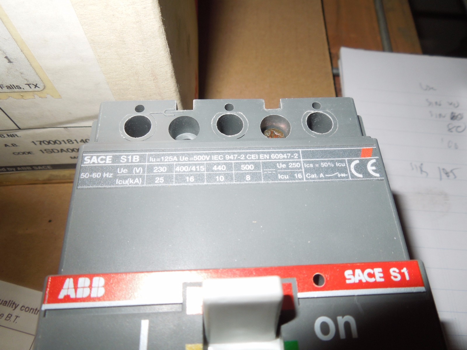 ABB SACE S1 S1B S1B125R125 125A 3P 500VAC / 250V DC Circuit Breaker New Surplus