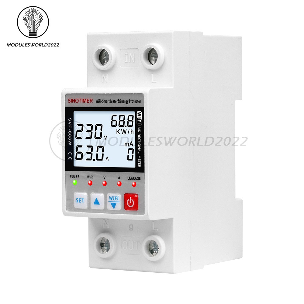 AC220V 63A Tuya Intelligent WIFI Over Voltage Current Protection Power Protector