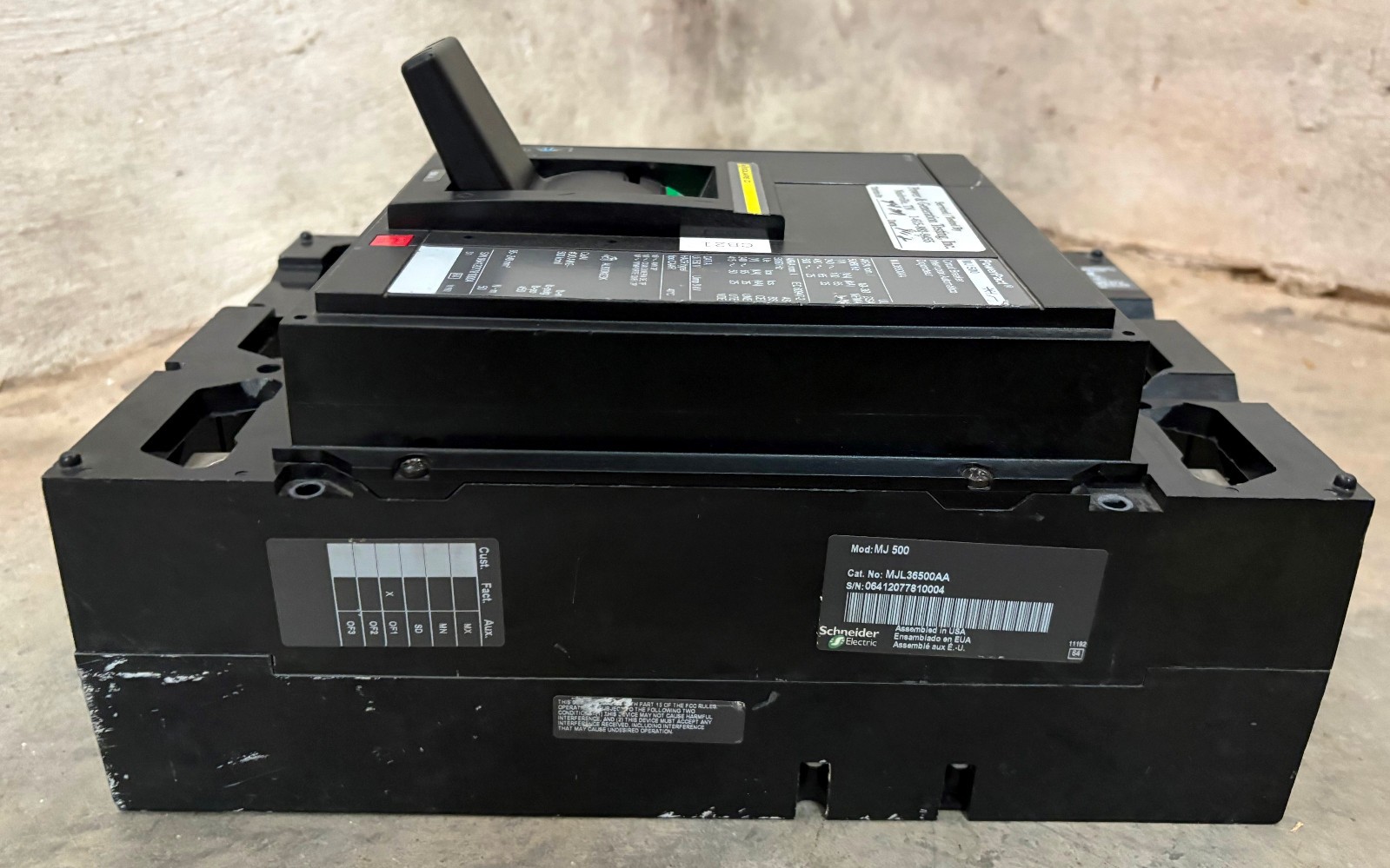 Square D MJL36500AA MJ 500 Amp PowerPact Circuit Breaker 500A MJL36500 600V 3P