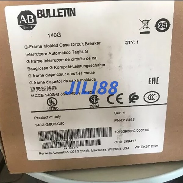 Brand New Allen-Bradley 140G-G6C3-C80 Circuit Breaker 80A 3-Pole 480V