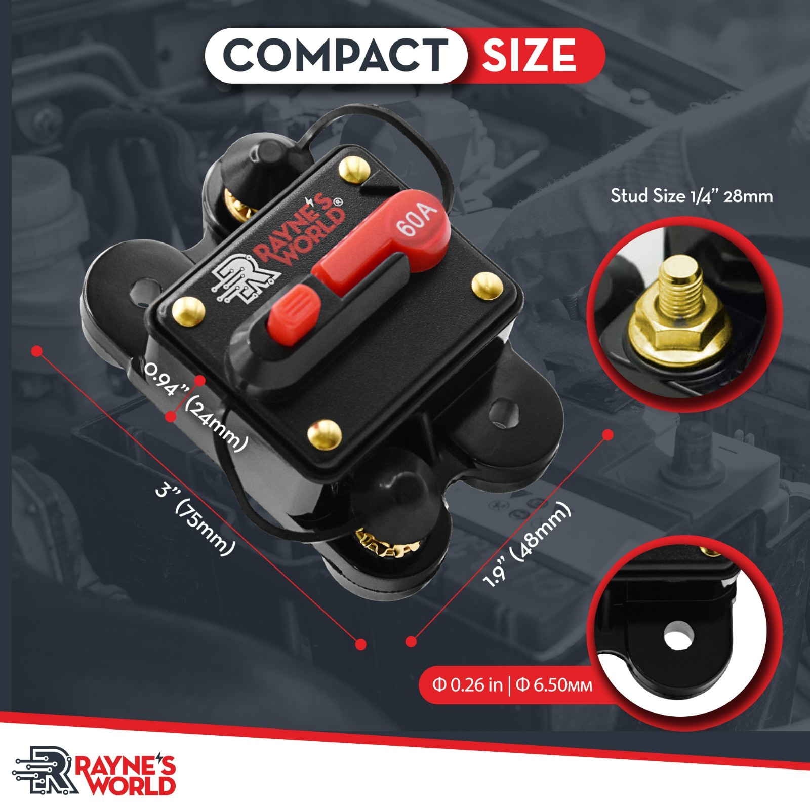60 Amp Waterproof Circuit Breaker Auto/Marine/Solar 12-48V DC Manual Reset