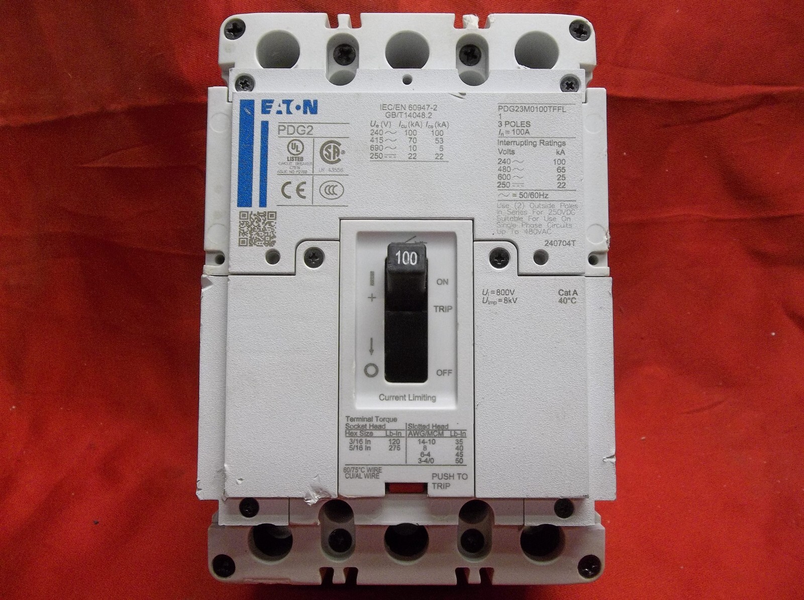 EATON PDG23M0100TFFL circuit breaker 3105B5