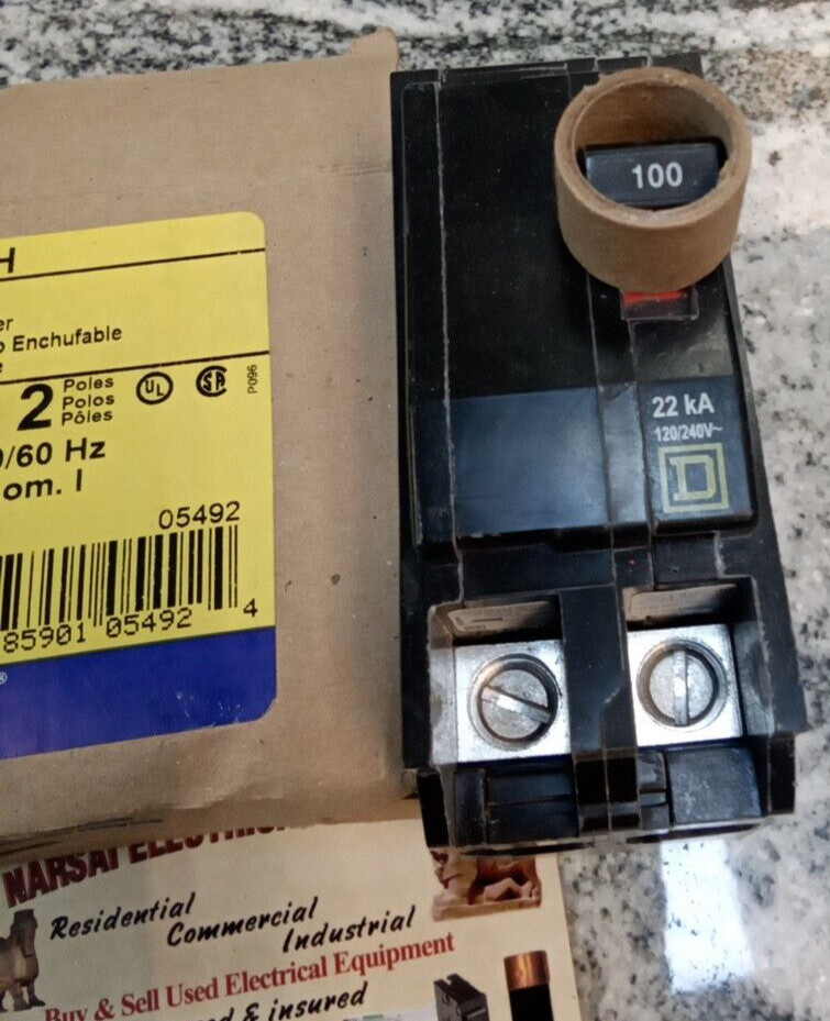 Square D  /BREAKER/QO2100VH/ 100A / 2 Pole/ 240VA/QOA/ 22KA NEW(6BB1