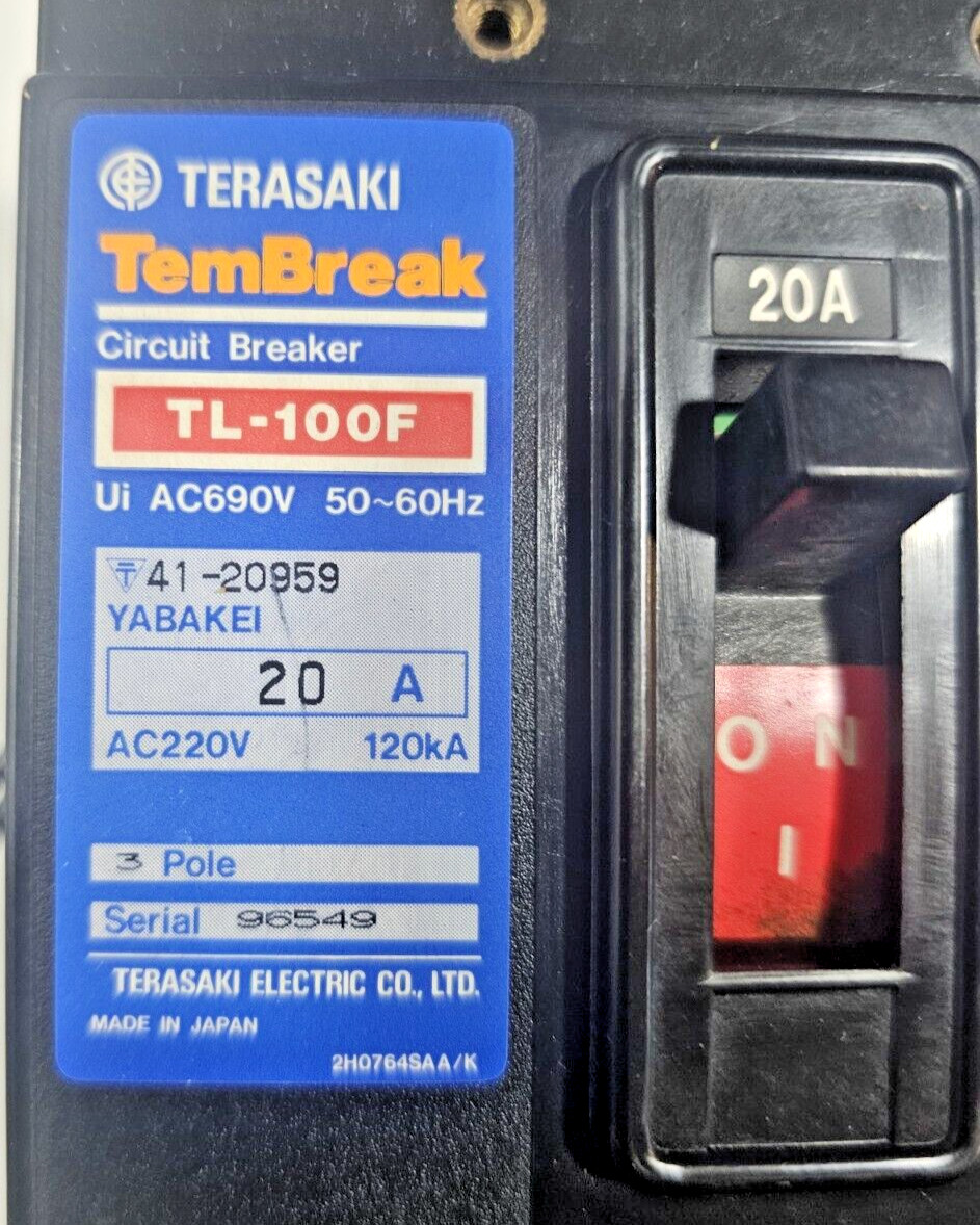 TERASAKI TEMBREAK CIRCUIT BREAKER TL-100F 20A 690V 120KA MADE IN JAPAN