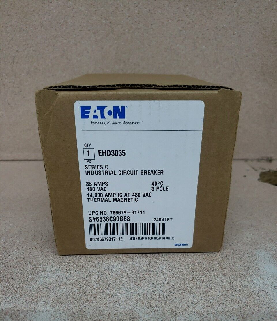 1) Cutler Hammer EHD3035 35 Amp 480 VAC 250 VDC 3P Industrial Circuit Breaker