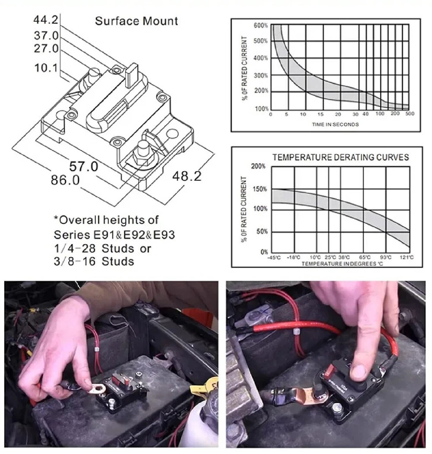 80 Amp Waterproof Car Circuit Breaker Fuse Reset For Boat Auto DC 12V-48V