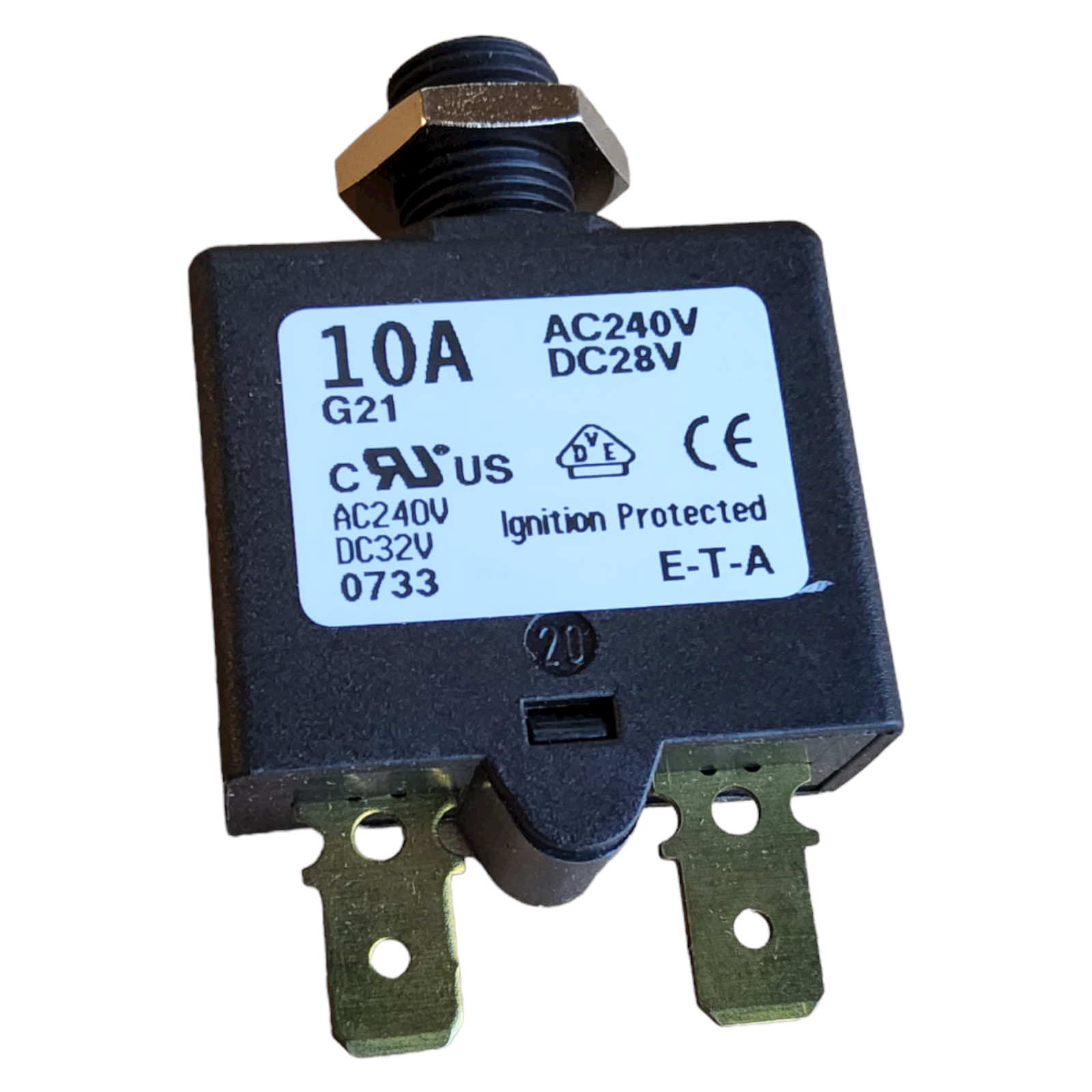 10A ETA Circuit Breaker Push To Reset Panel Tharmal AC 240V DC 28V 1658 with Nut