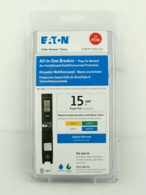 Eaton CH 15 Amp All in One AF/GF Plug-On-Neutral Breaker CHFP115A1CS