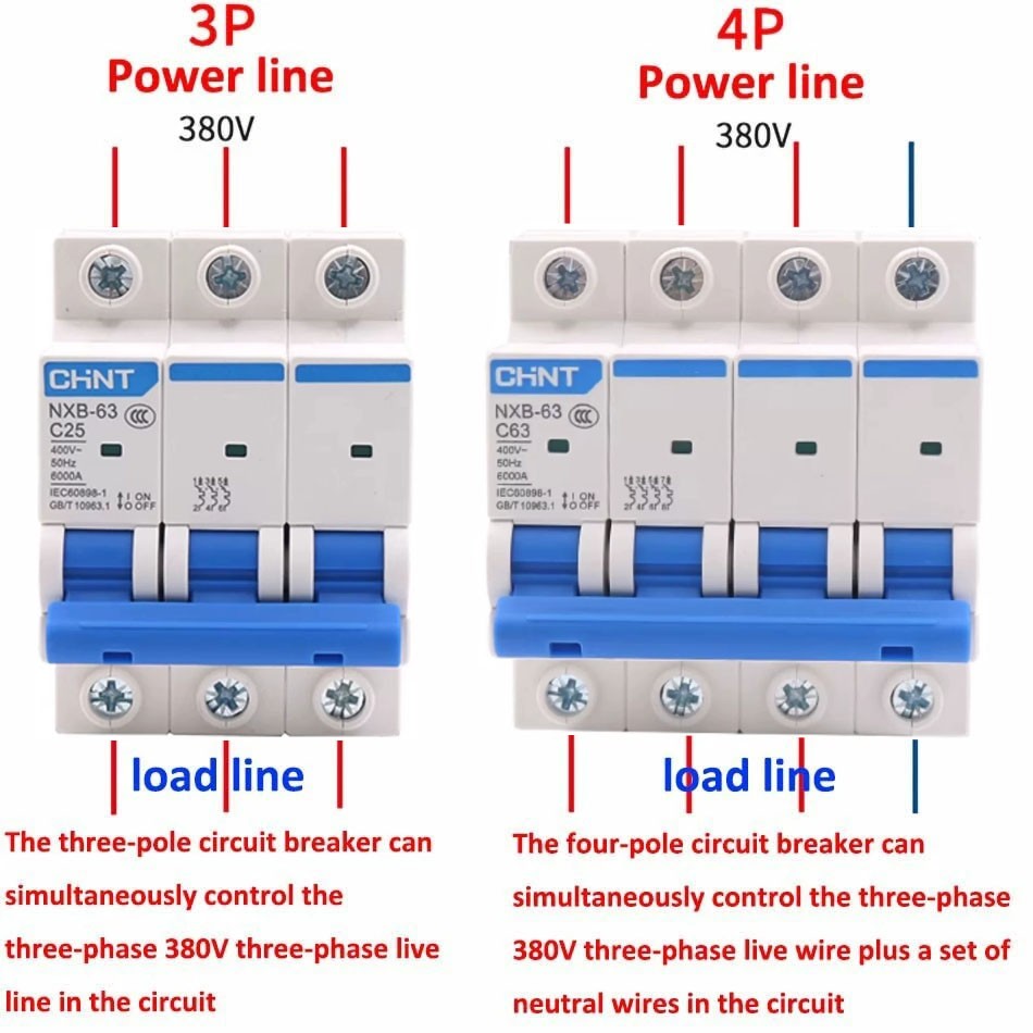 1/2/3/4 Pole 1A 2A 3A 4A 5A 6A – 63A Chint NXB MCB Type C Circuit Breaker Fuse