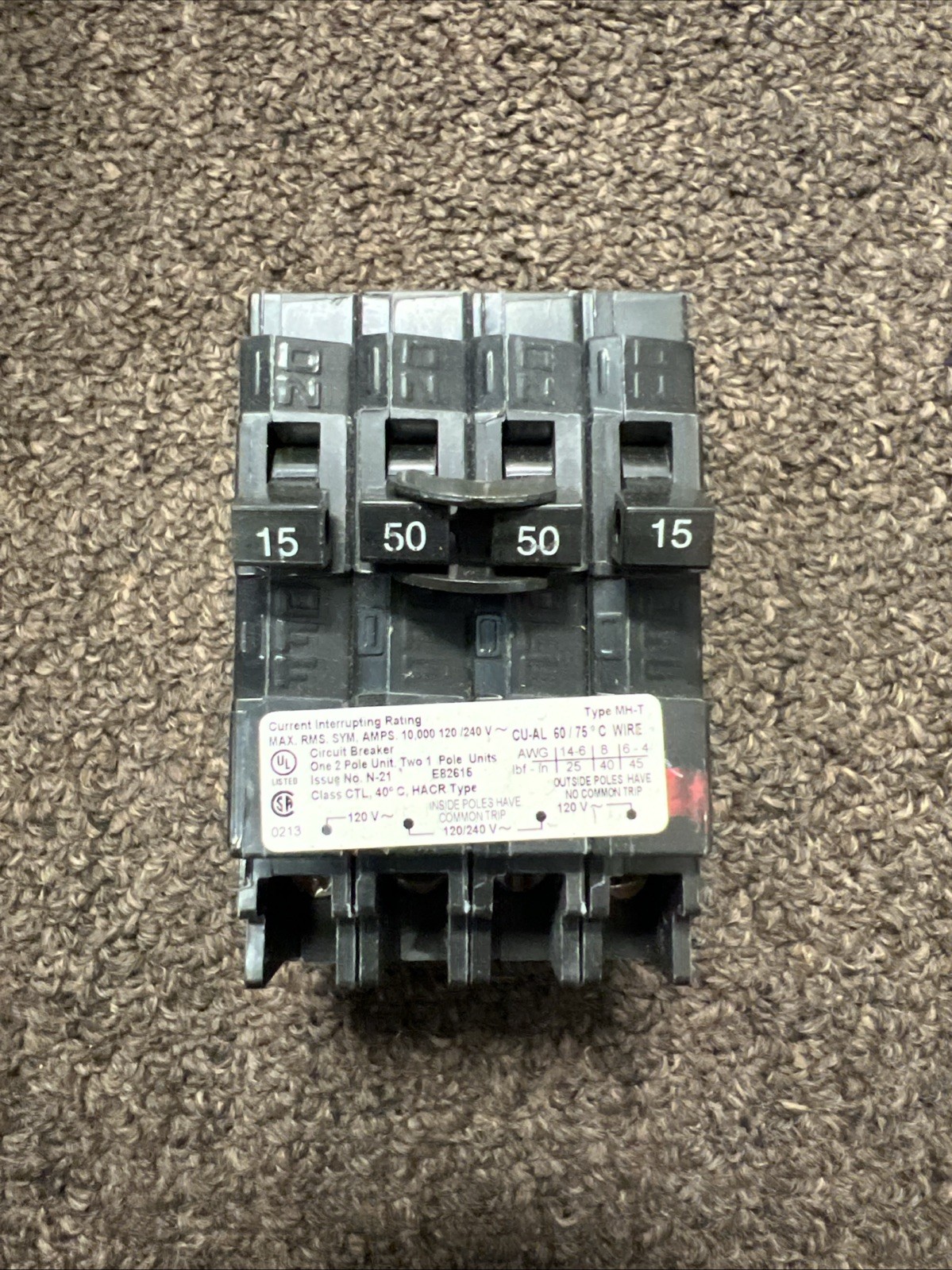 Murray MP25015 One 2P 50A Two 1P 15A Quad Circuit Breaker