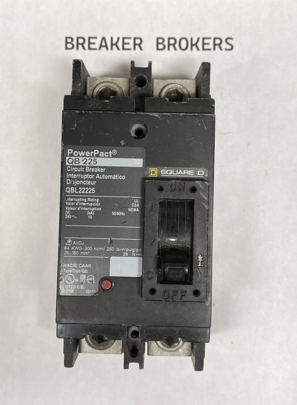 SQUARE D QBL22225 225 AMP 2 POLE 240V BREAKER – PRIORITY SHIPS SAME DAY FAST!