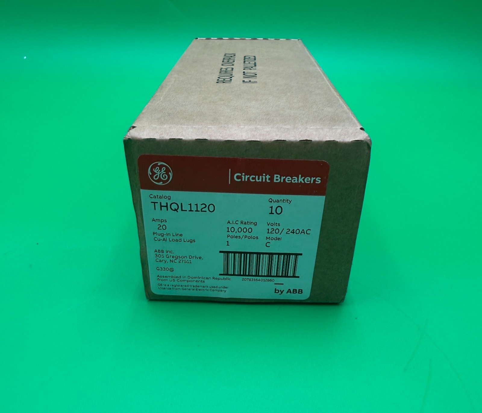 Lot of 10 GE THQL1120 20-Amp 1-Pole 120/240VAC Breakers