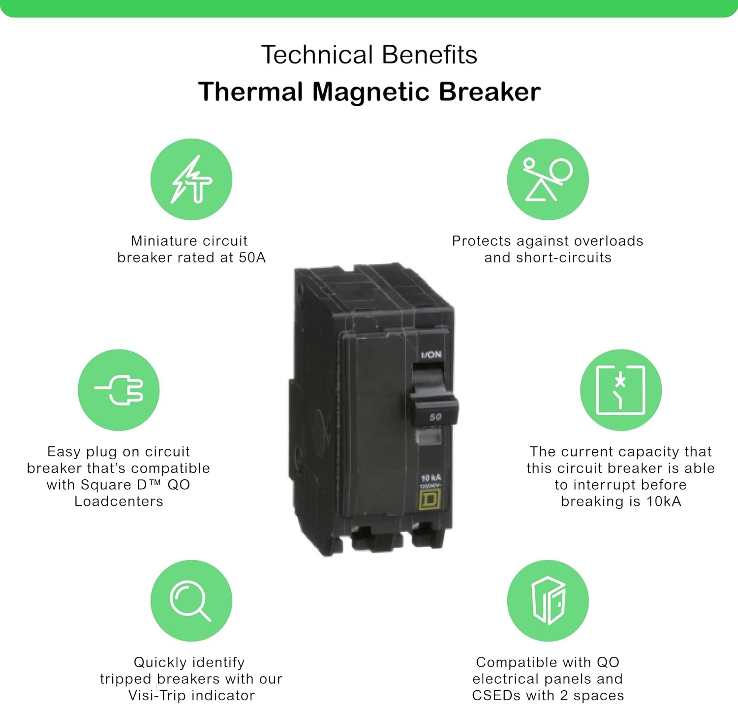 Square D by Schneider Electric Qwik Open 50 Amp Mini Circuit Breaker, 2 Pole,…