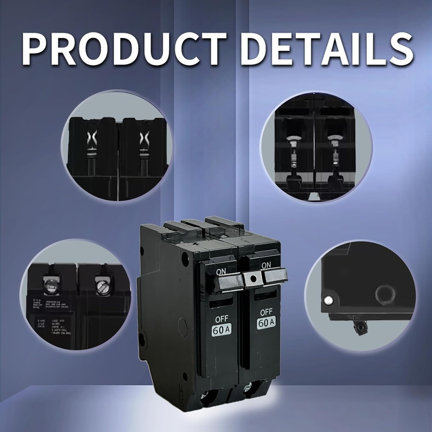 General Electric Compatible Circuit Breaker 60A-2 Poles with Thermal Protection