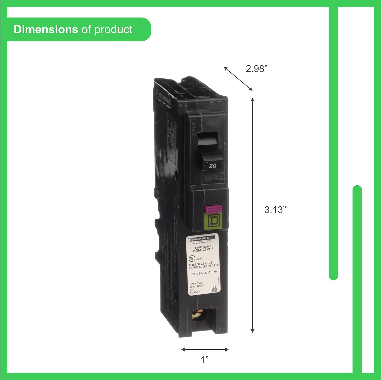 Square D – HOM120PDFC Homeline Plug-On Neutral 20 Amp Single-Pole Dual Function