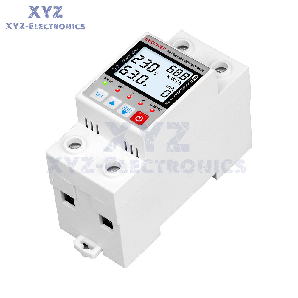 AC220V 63A Tuya Intelligent WIFI Over Voltage Current Protection Power Protector
