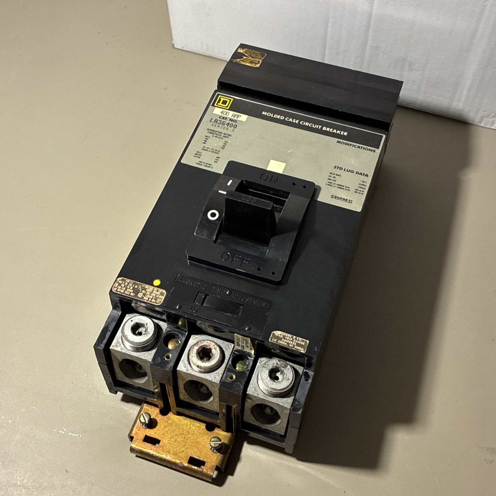 Square D LA36400 3 Pole 400 Amp 600 Vac I-Line Circuit Breaker