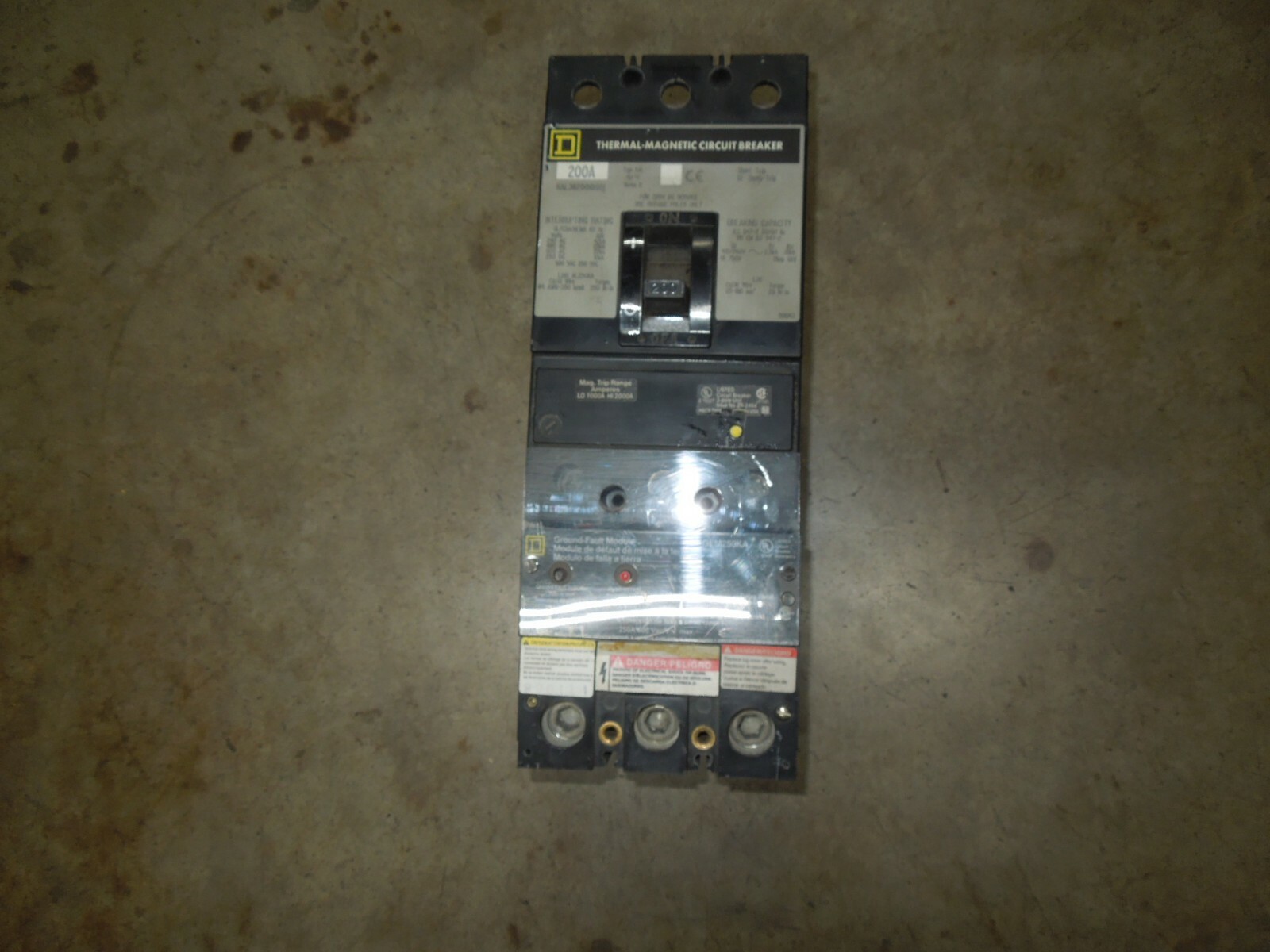 Square D KAL36200G1021 200A 3p 600V Circuit Breaker GFM250KA Ground Fault Module