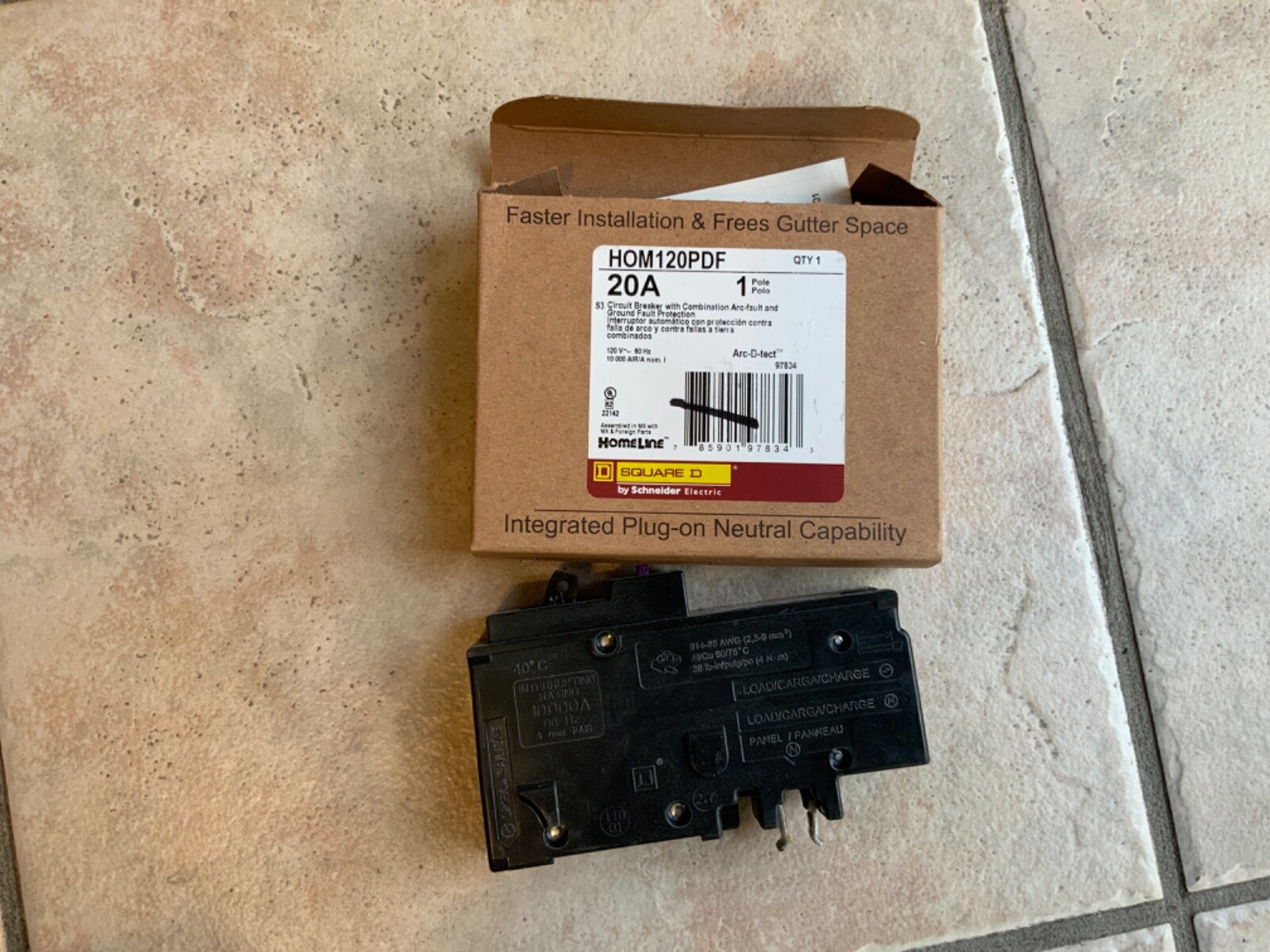 SQUARE D HOM120PDF 20 A Circuit Breaker Combination Arc-fault Ground Fault