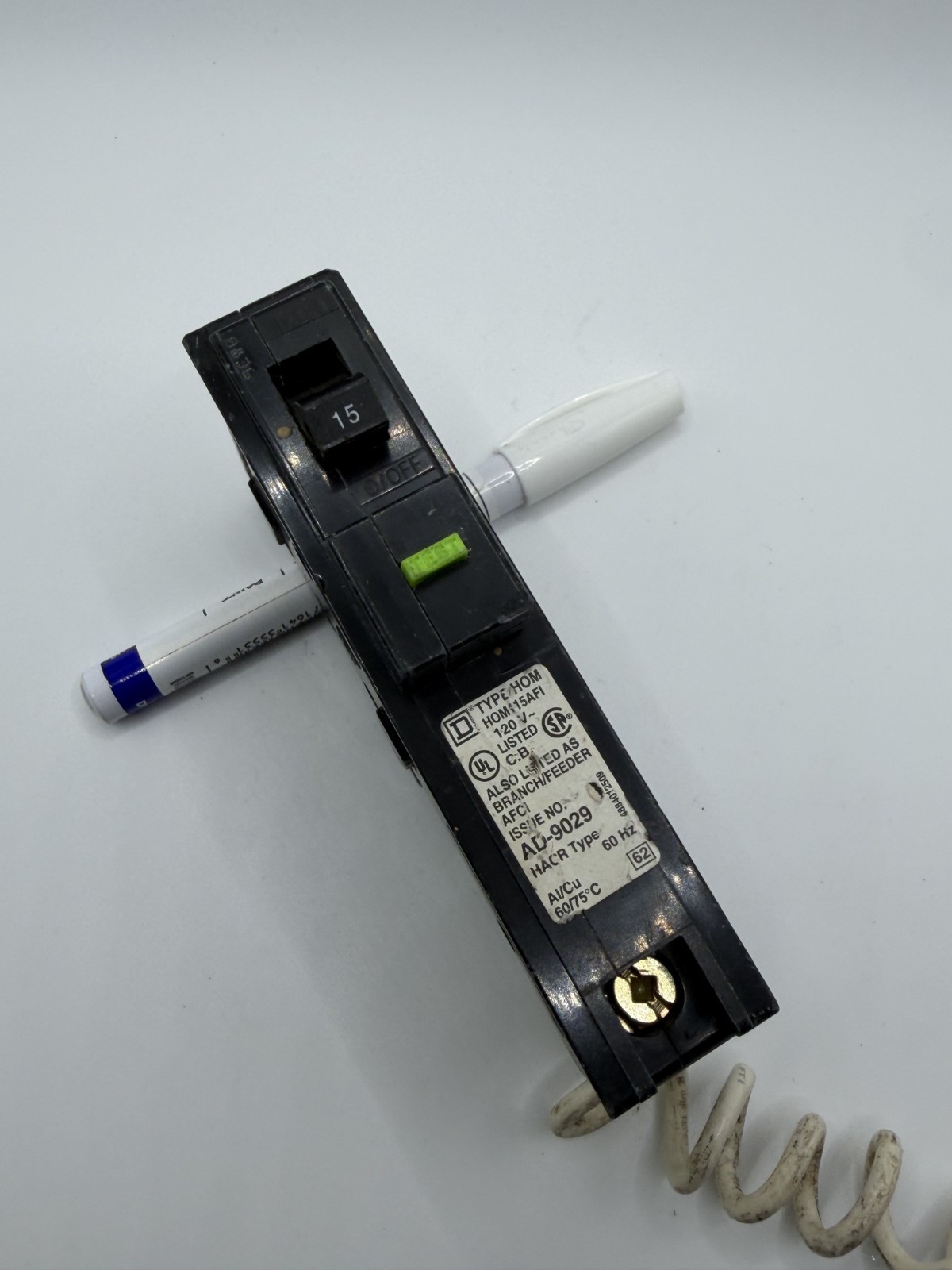 Square D HOM115AFI 15A 120V 1P Plug-in AFCI Circuit Breaker = wrnty