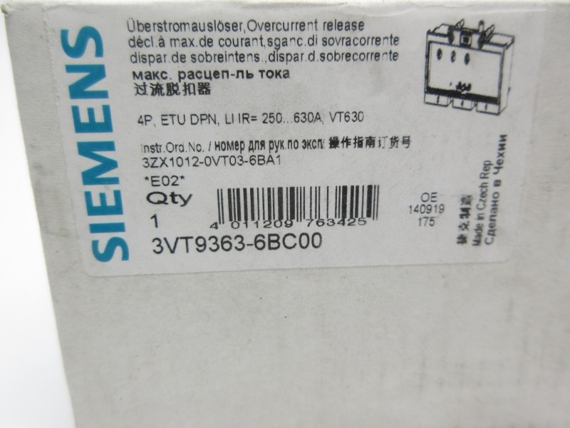 SIEMENS 3VT9363-6BC00 250/630A NSMP