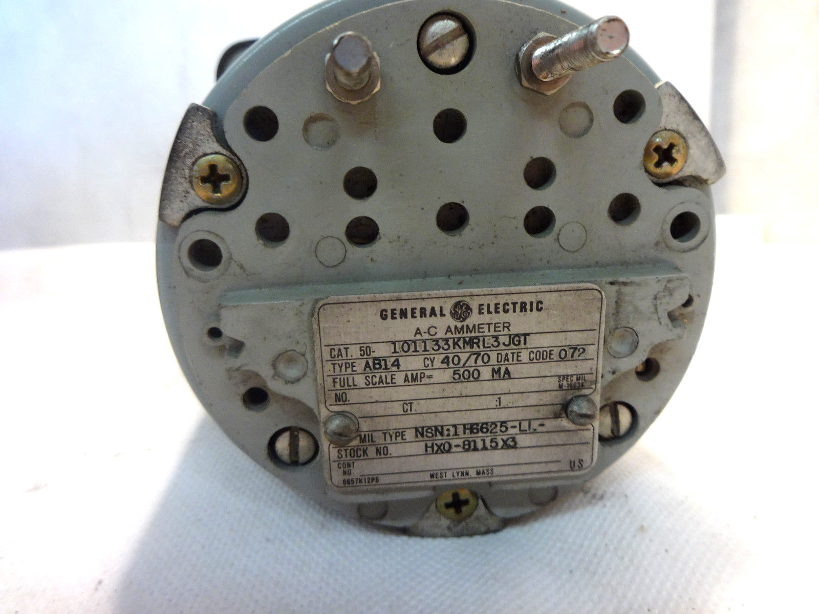 NEW NOT IN BOX GENERAL ELECTRIC TYPE AB14 CAT.NO 50-101133KMPL-3JGT AMPERMETR