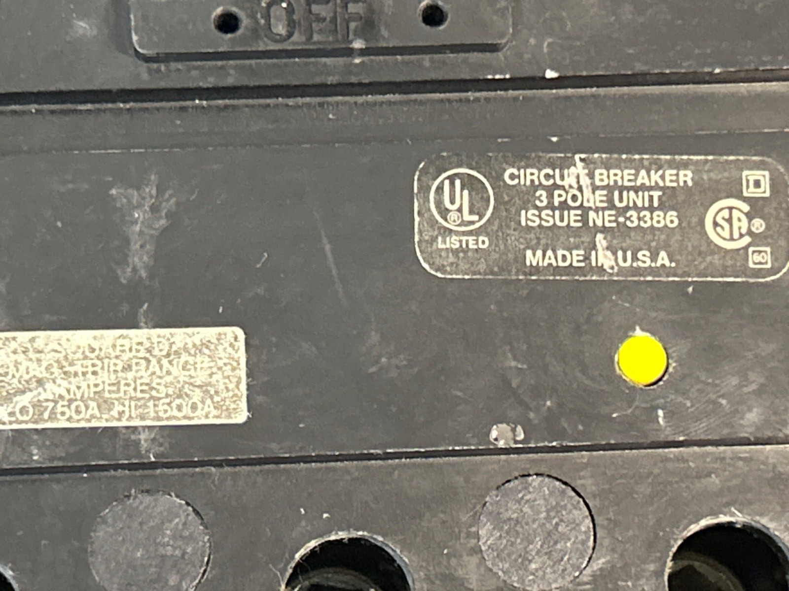Square D KI36150 150A 600V 3PH Circuit Breaker I-Limiter