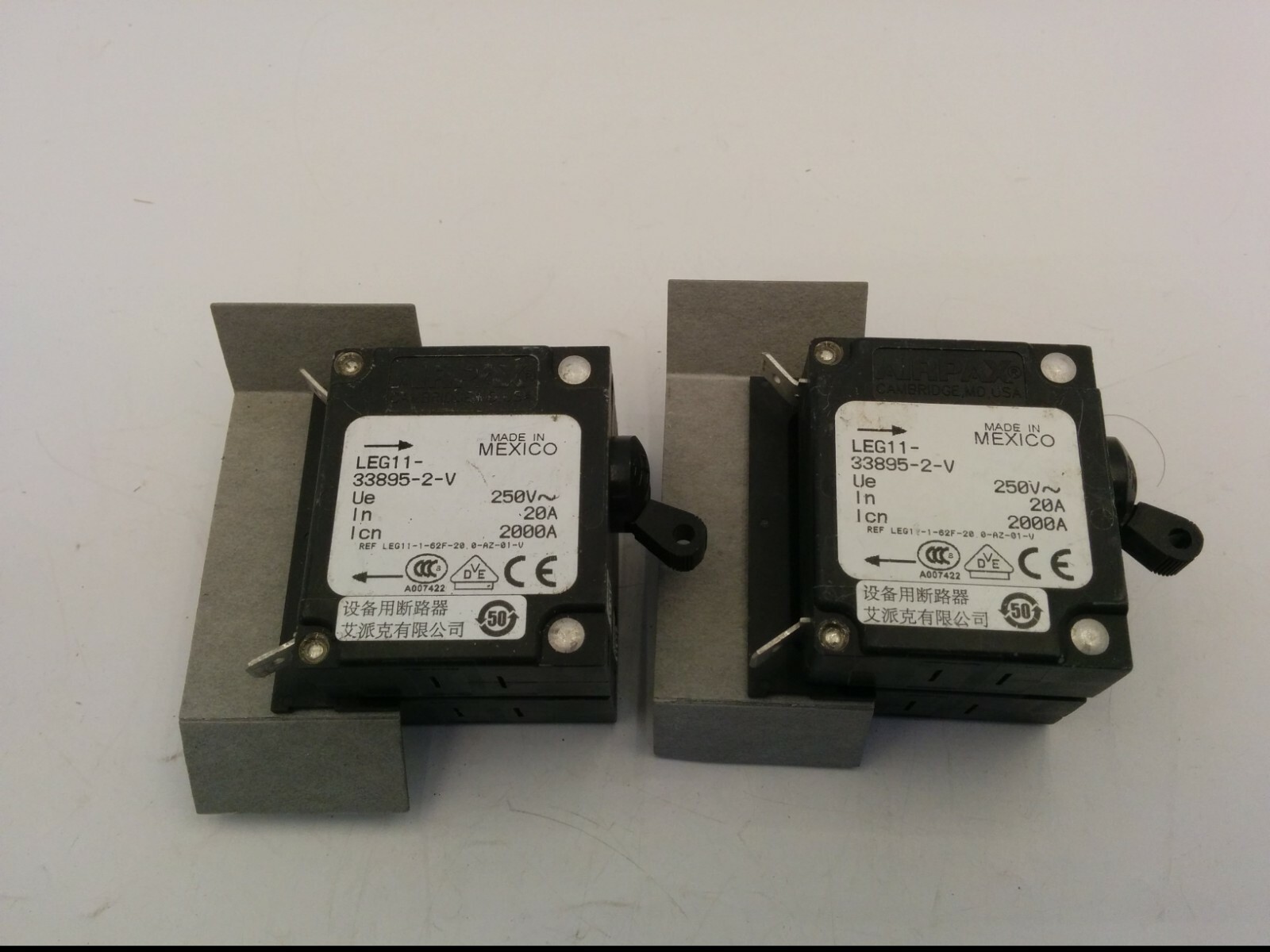 AIRPAX LEG11-33895-2-V CIRCUIT BREAKER, 25 AMPS, 120/240V 50/60Hz, LOT OF 2, NNB