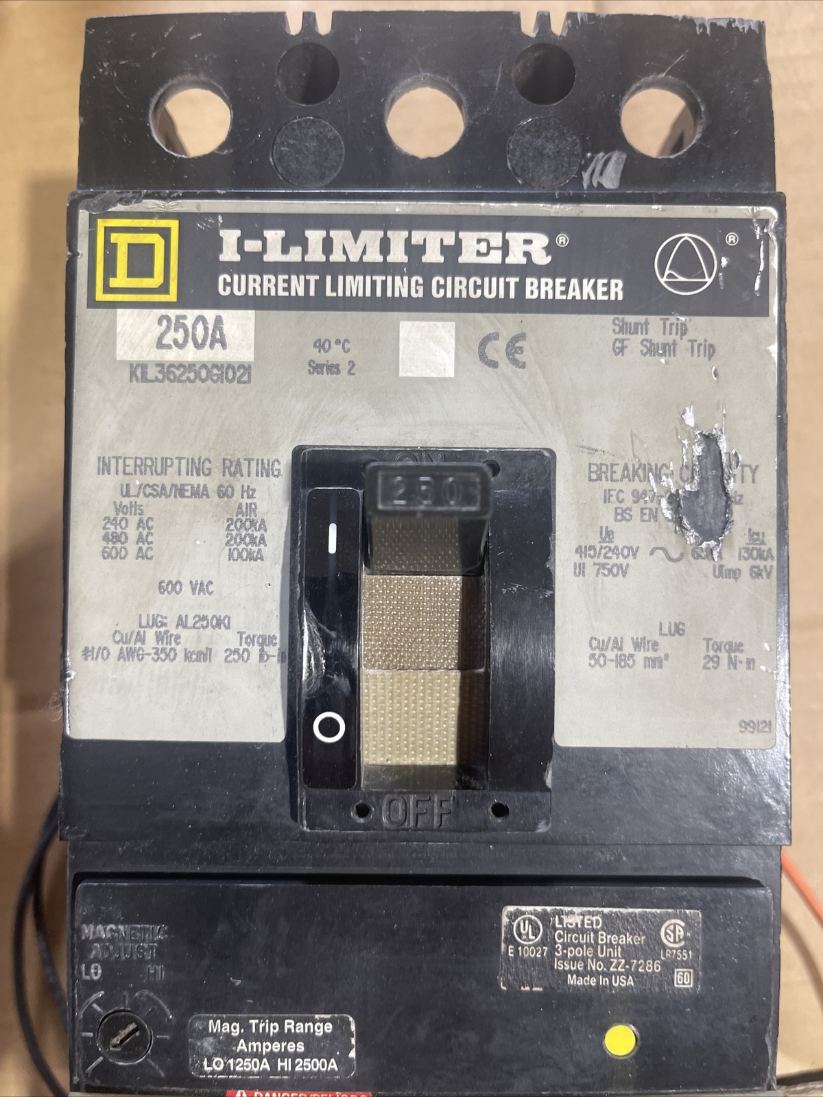 Square D KIL36250G1021 250A Circuit Breaker GFM250KA GFM KIL36250