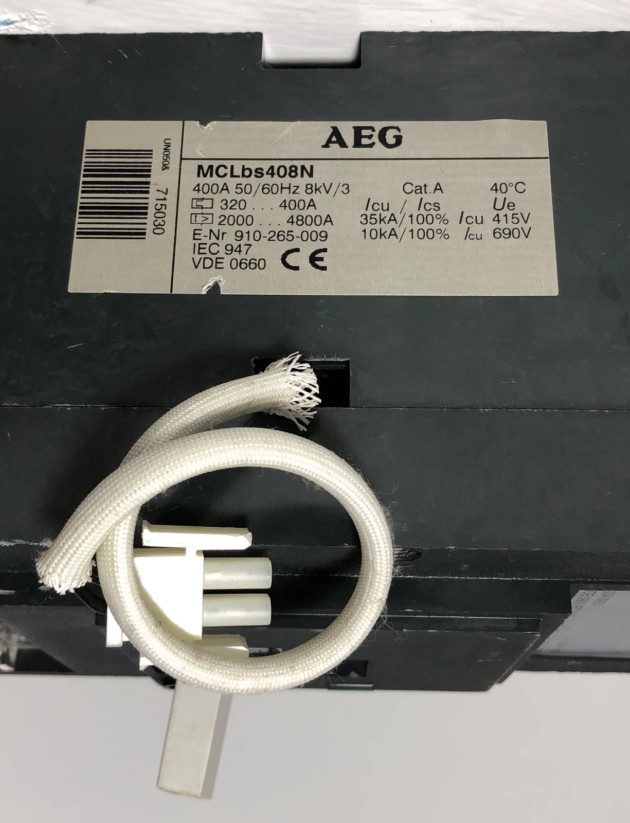 AEG MCL408N 400A Circuit Breaker w/ 400 Amp Trip MCLbs408N 690V 3 Pole MCL 408N
