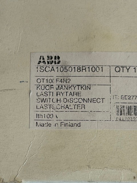 ABB OT100F4N2 Disconnect Switch 100A 750VAC 4 Pole New