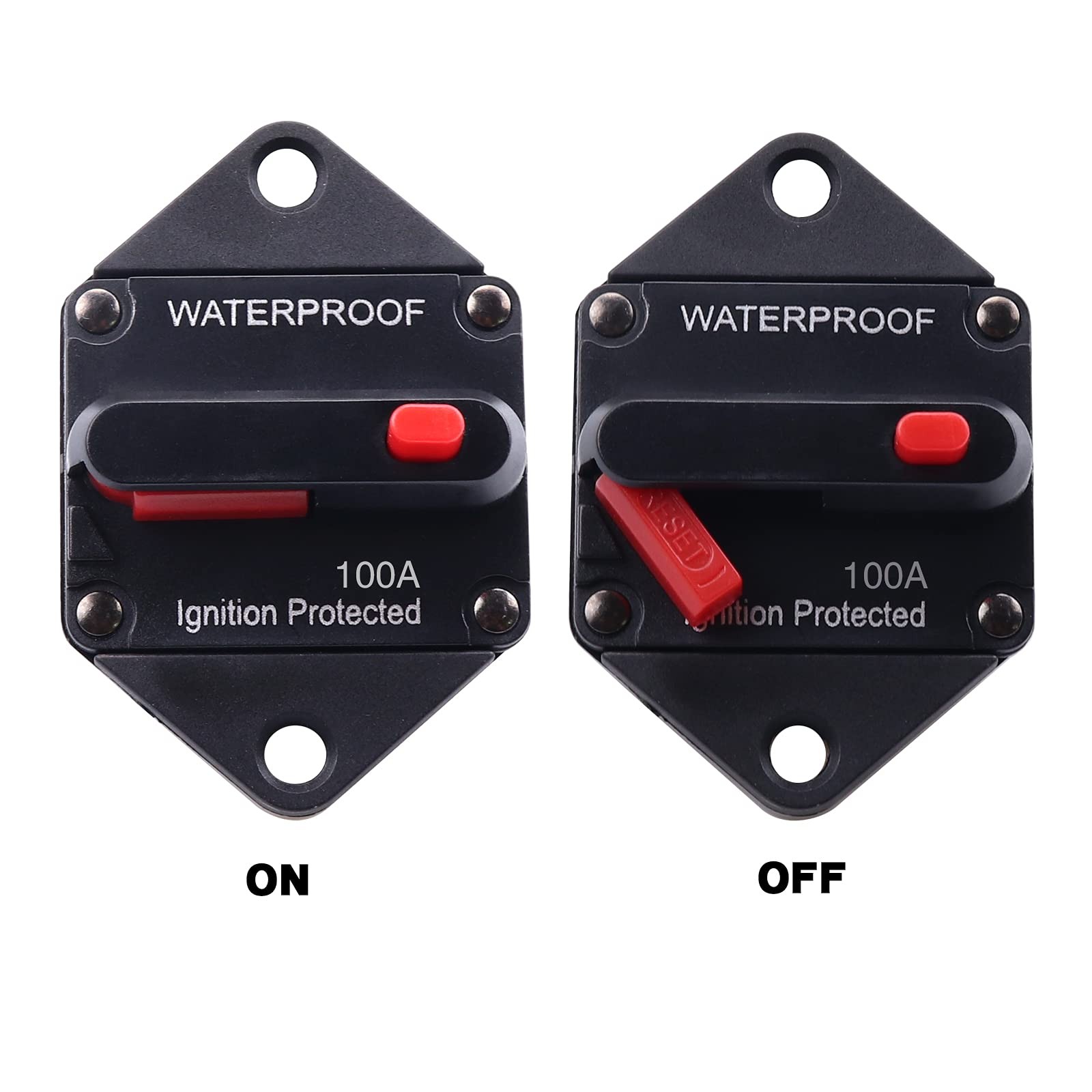 Circuit Breaker 100Amp 12V-48V DC Waterproof Manual Reset Panel Mount Marine