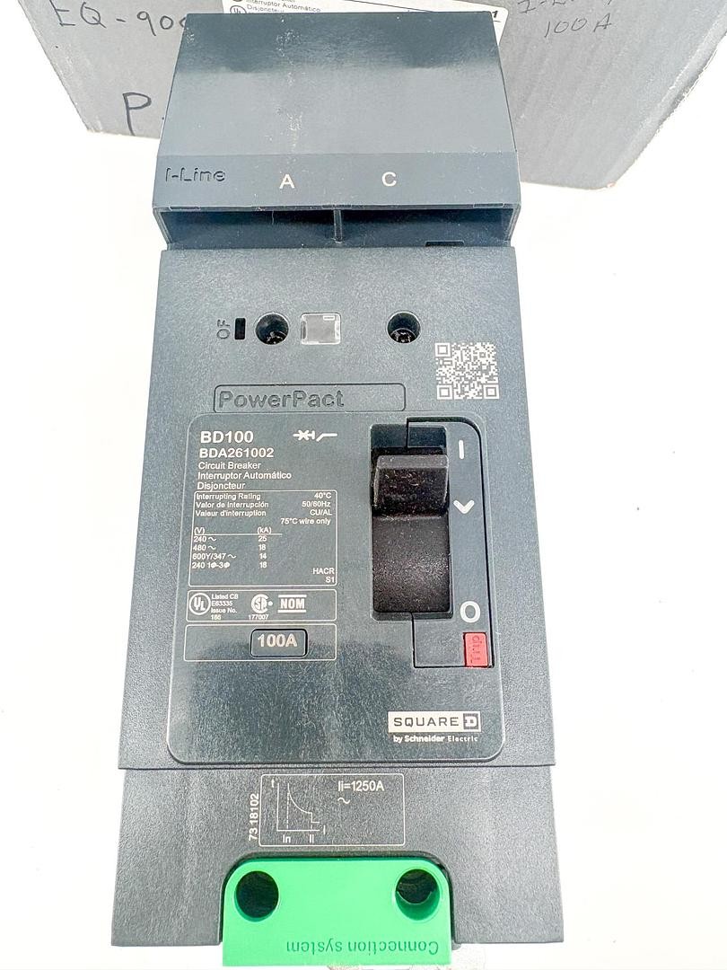 New Square D BDA261002 PowerPact Circuit Breaker 100A 480V 2-Pole