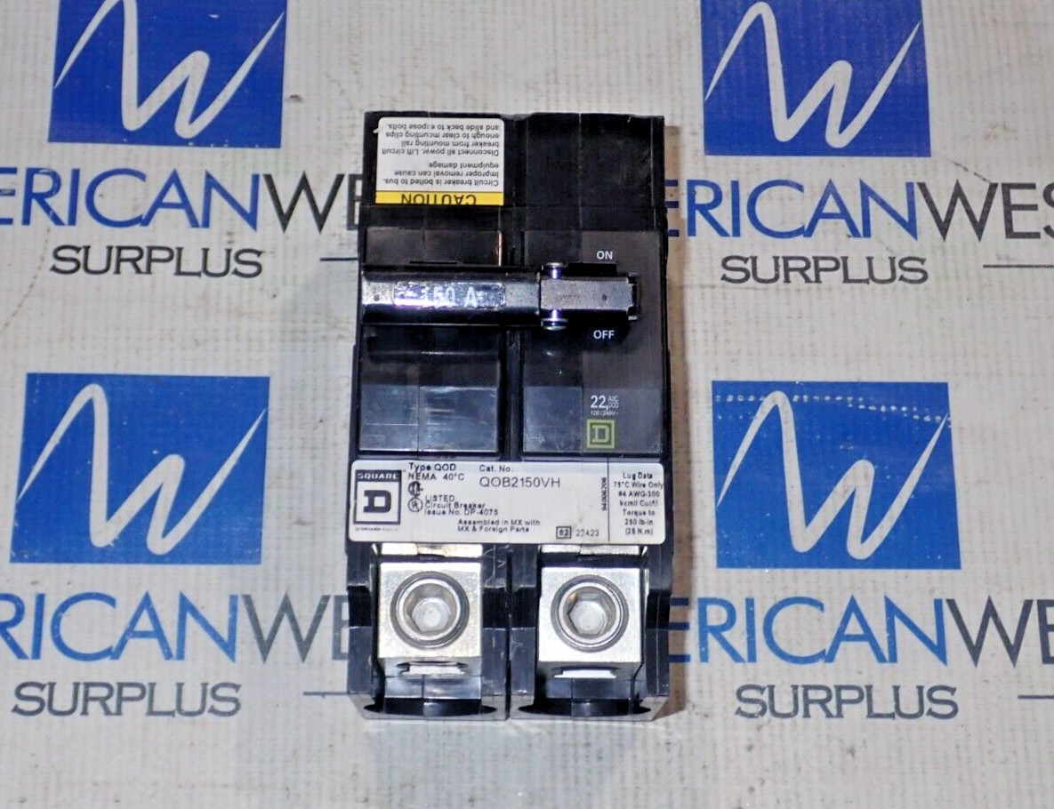 Square D QOB2150VH 2 Pole 150 Amp120/240V 22KA Circuit Breaker Tested