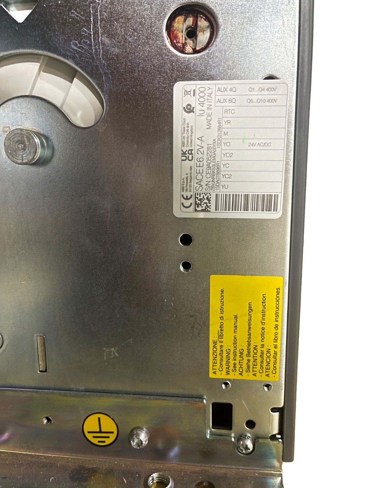 ABB SACE Emax2 E6.2V 4000A 3-Pole Low Voltage Power Circuit Breaker Frame E6.2