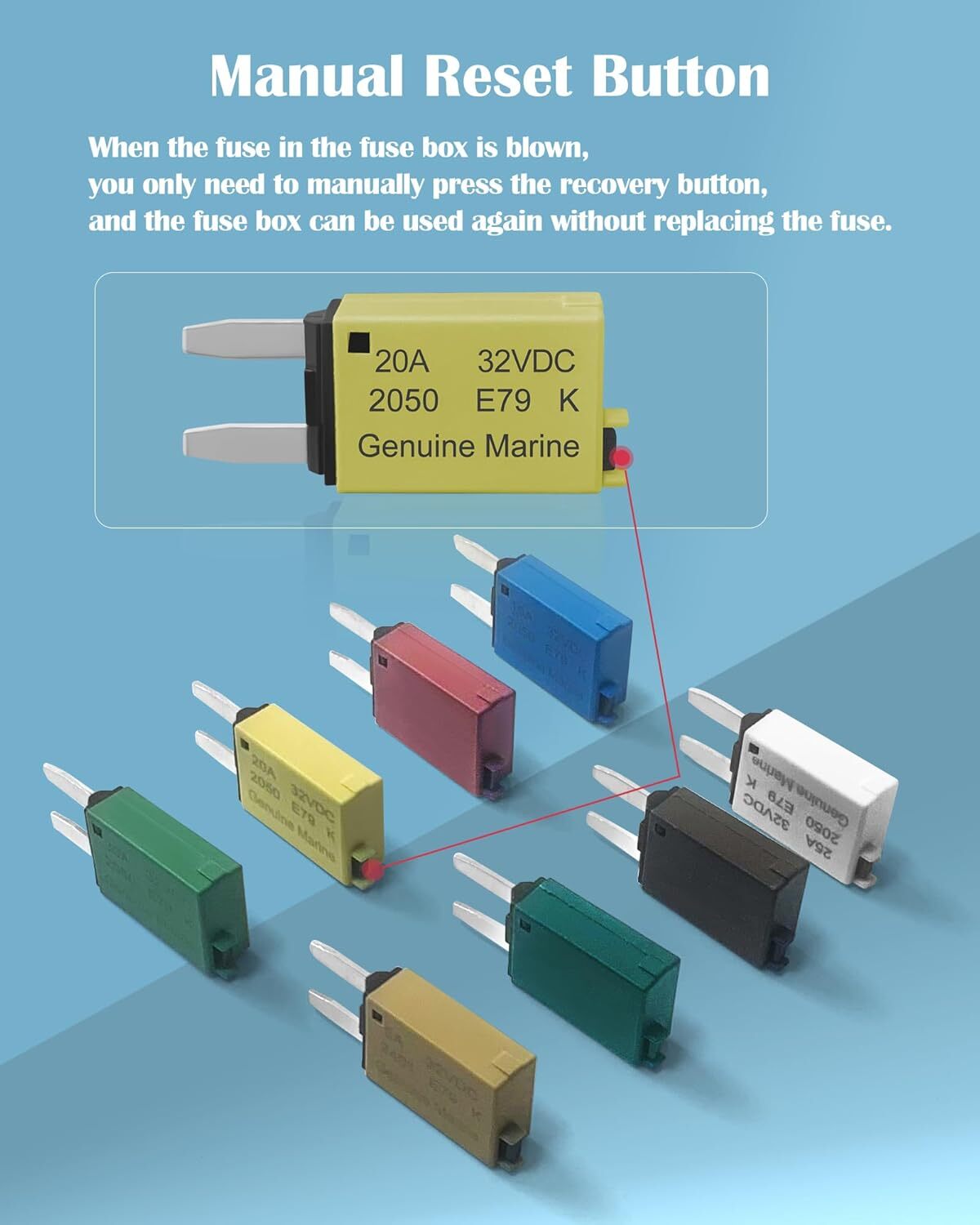 ATM Manual Reset Circuit Breaker Blade Fuse 5A-30A for Car Boat Truck Marine RV