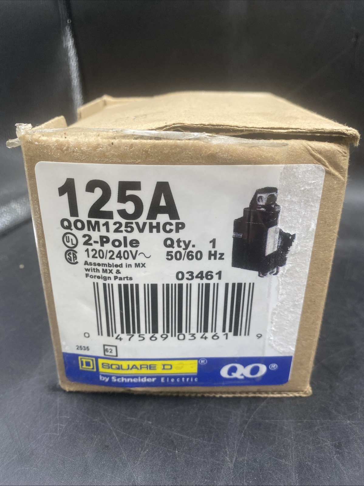 Square D QO 125 Amp 22k AIR QOM1 Frame Size Main Circuit Breaker QO Homeline