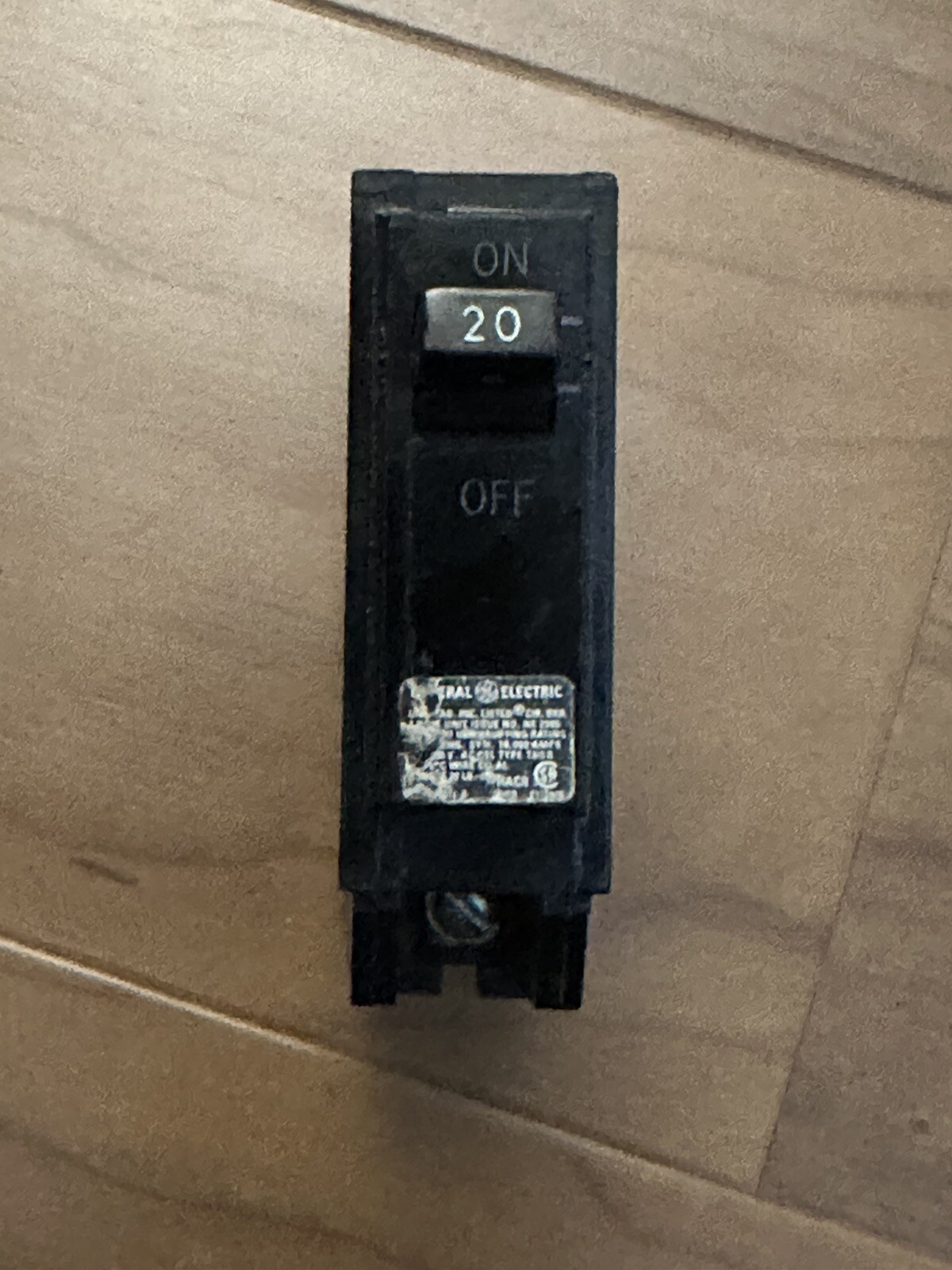 GE 20 Amp Single Pole General Electric TQL1120 Type TQL-AC Circuit Breaker
