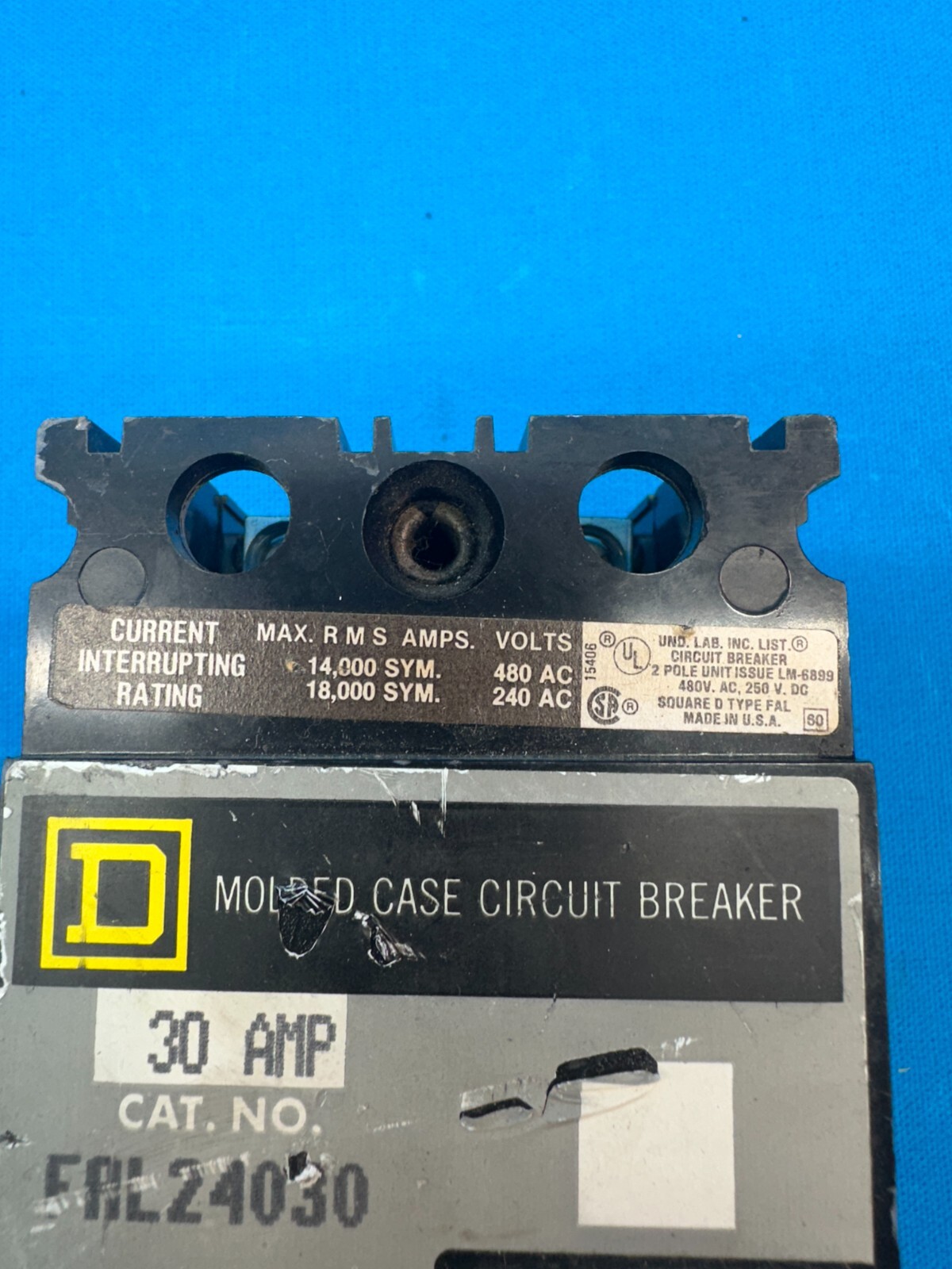 Square D FAL24030 30Amp 480Volts 2-Pole Molded Case Circuit Breaker