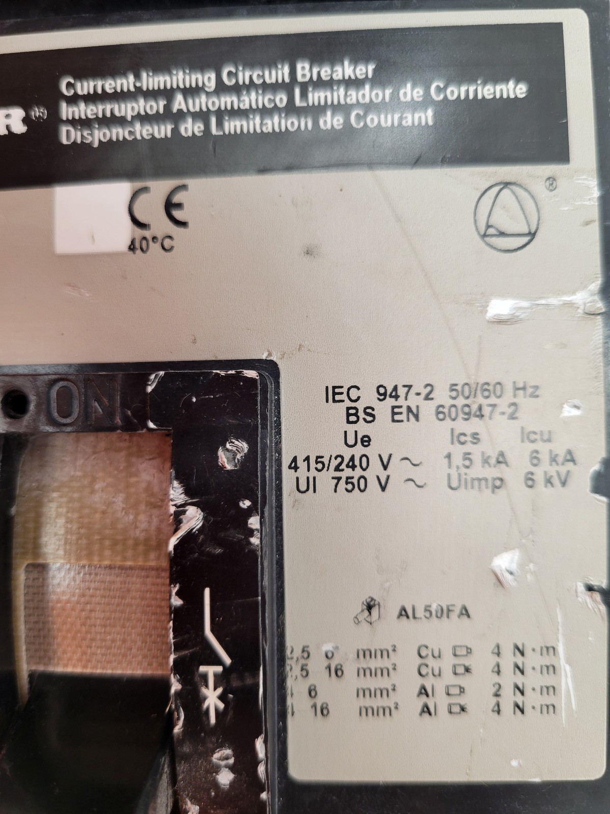 Square D FI36020 I-Line Current Limiting Circuit Breaker 20A 3P 600V