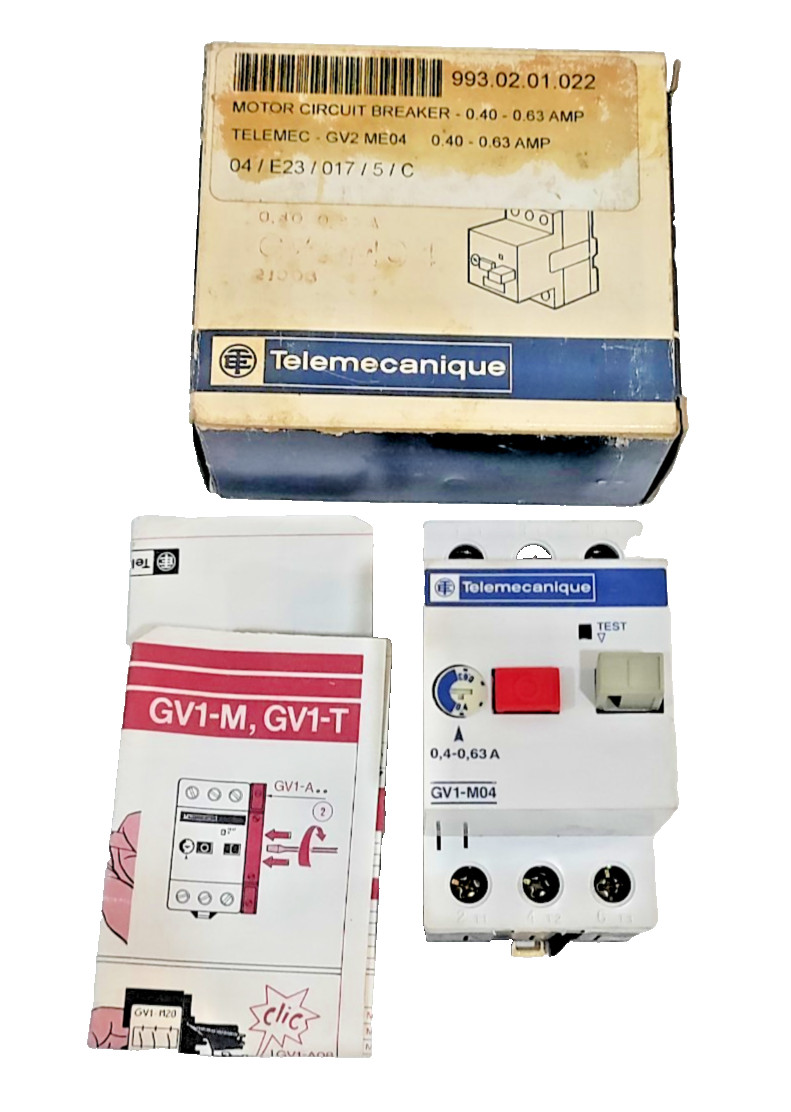 *New in Box* TELEMECANIQUE GV1-M04 0.4-0.63A MOTOR STARTER BREAKER