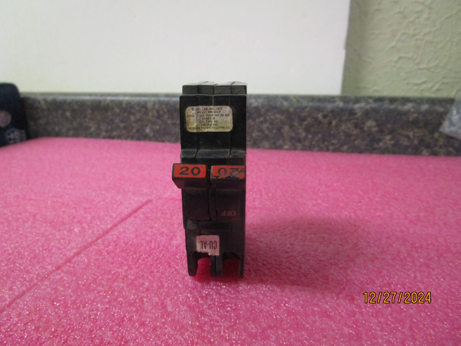 FPE Federal Pacific 20 Amp 2 Pole NC220 Stab-Lok Breaker Mini THIN NC