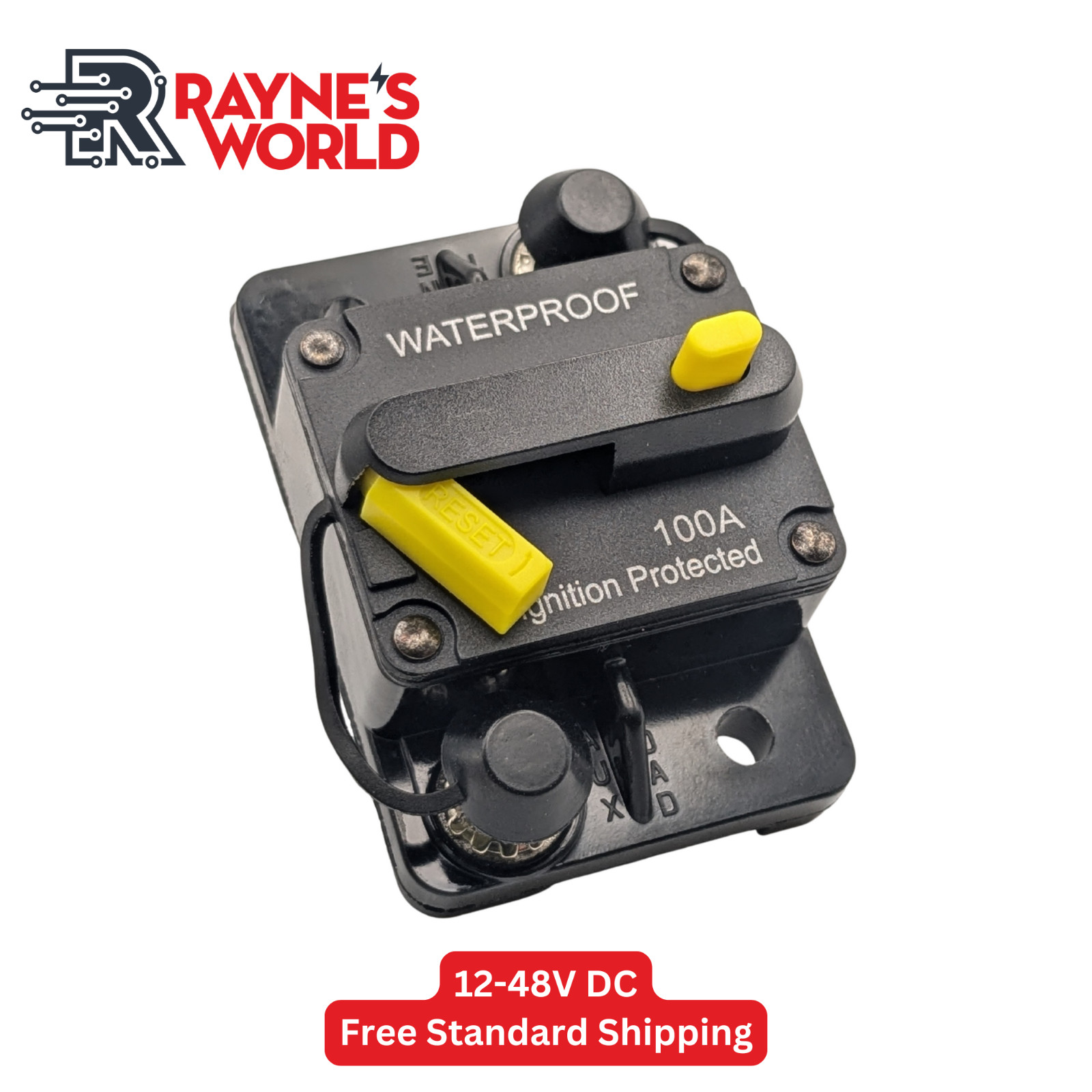 100 Amp Waterproof Yellow Circuit Breaker Auto/Marine/Solar 12-48V DC Man. Reset