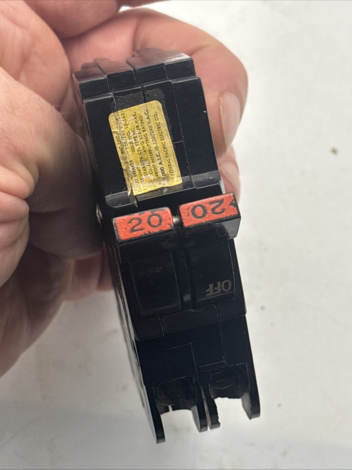 FPE Federal Pacific 20 Amp 2 Pole NC220 Stab-Lok Breaker Mini THIN NC