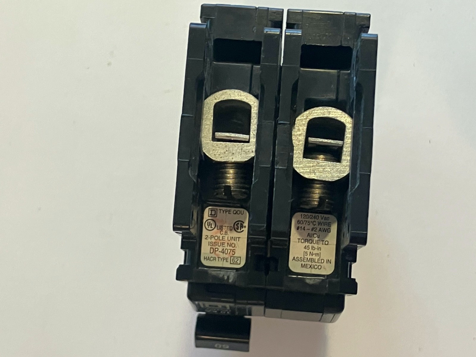 QOU260 Square D Circuit Breaker 60 Amp 2 Pole 120/240V DIN Rail Mount DP-4075